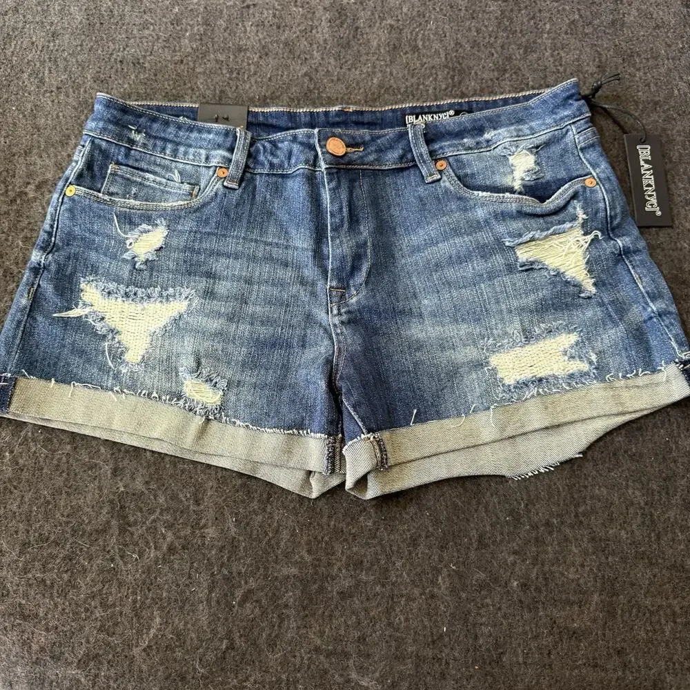 BlankNYC Denim Shorts Womens Size 30 The Fulton Distressed Denim Cutoff NWT